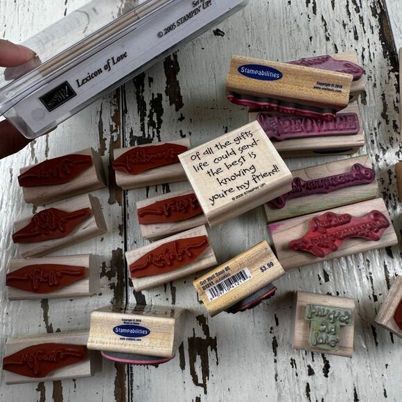 Wooden Rubber Stamps Words Sayings Warm Sayings  Lot of 25 Card Making Scrapbook - Picture 9 of 9